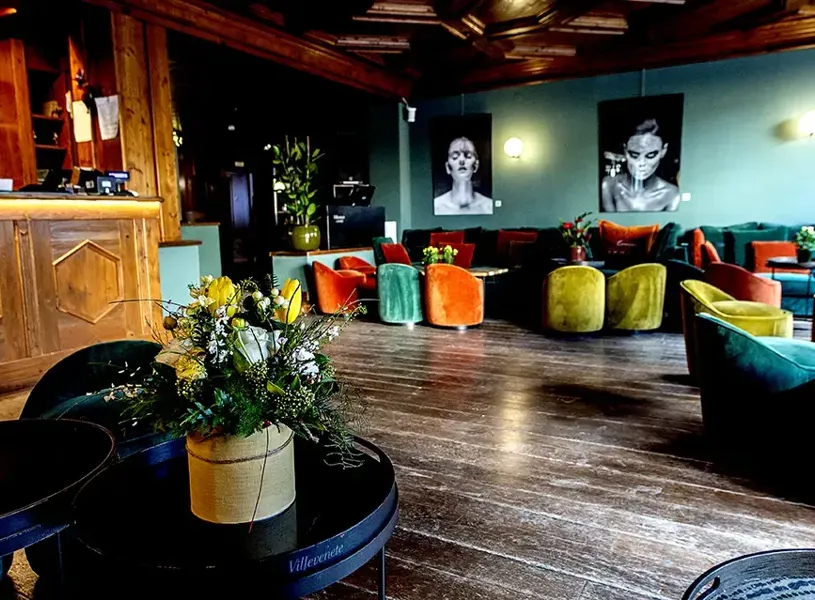 Hotel De La Poste lobby in Cortina D Ampezzo, Italy