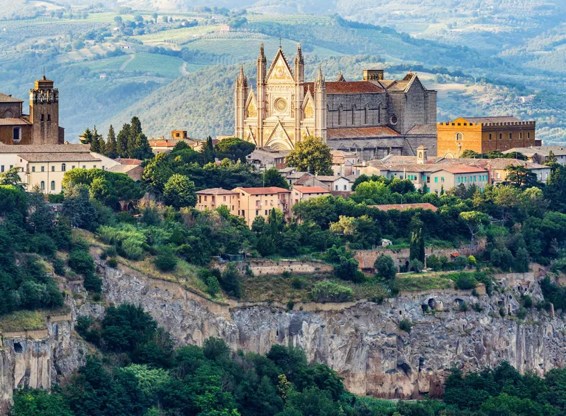 A panoramic view of Duomo Di Orvieto Umbria, Italy
