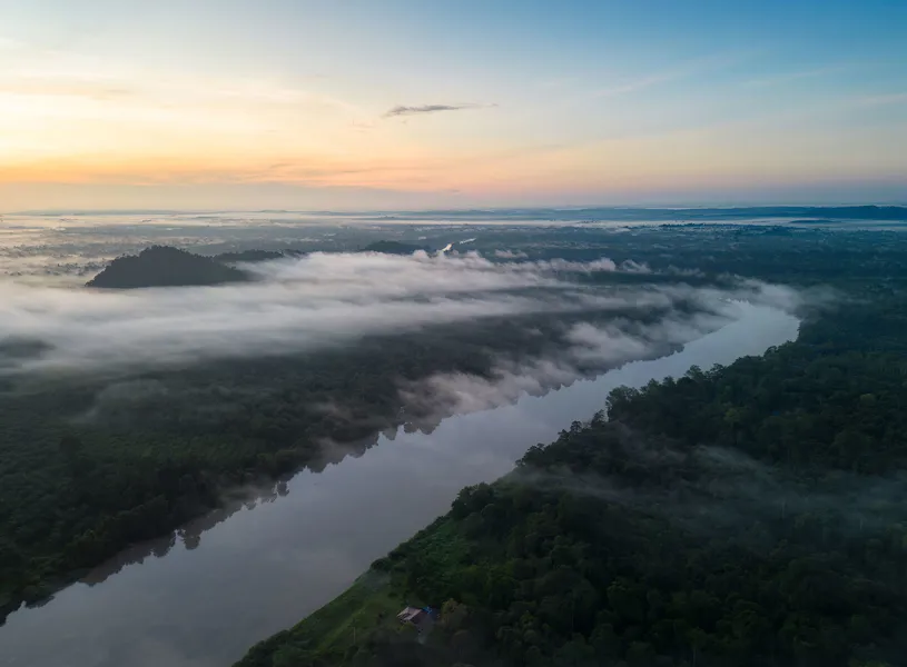 Aerial View of the Kinabatangan River ,Malaysia