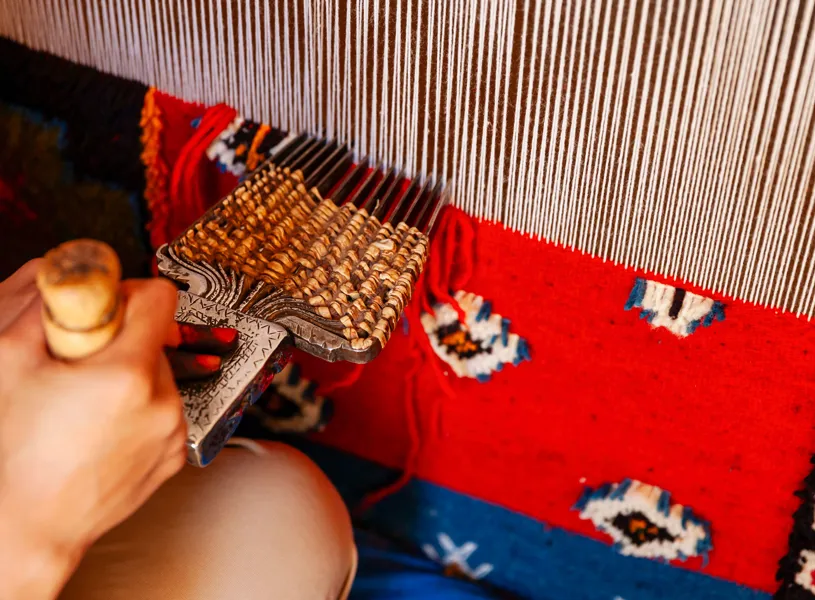 Berber Woman Weaving Textiles, Ouarzazate, Morocco