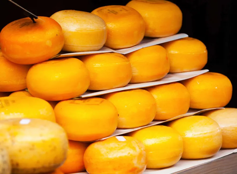 Stacked cheese in Amsterdam, Netherlands