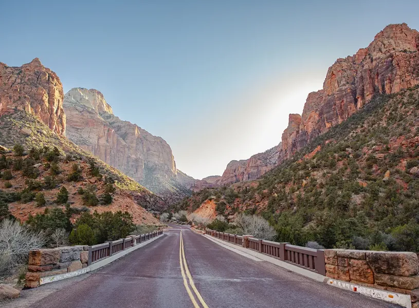 Scenic view of a road in Zion National Park Utha USA