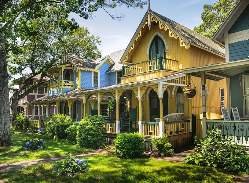 Summer Cottages In Oak Bluffs On The Island Of Martha's Vineyard, Massachusetts, USA