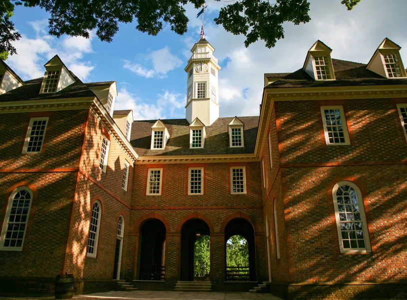 Historical building of the Capitol at Williamsburg, Virginia, USA