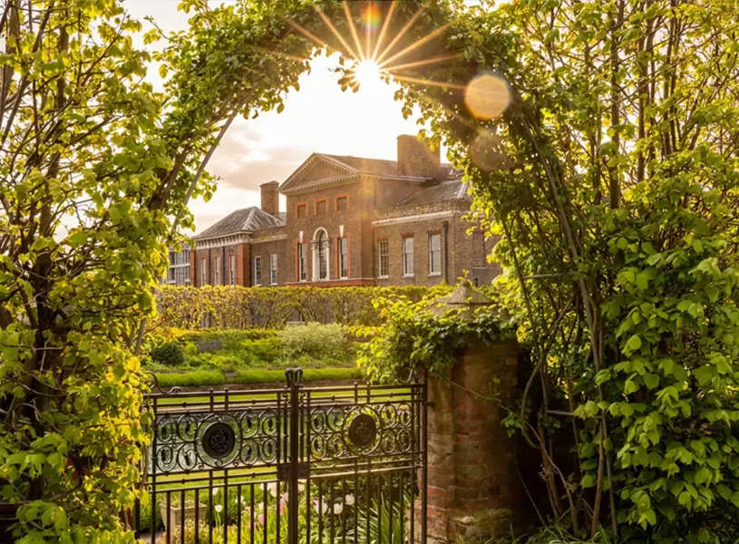 A Sunlit Gate Leading to the Gardens at Kensington Palace, London